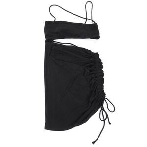 NEW Princess Polly Imelda Slinky Ruched Cutout Strappy Mini Dress Women 12 Black